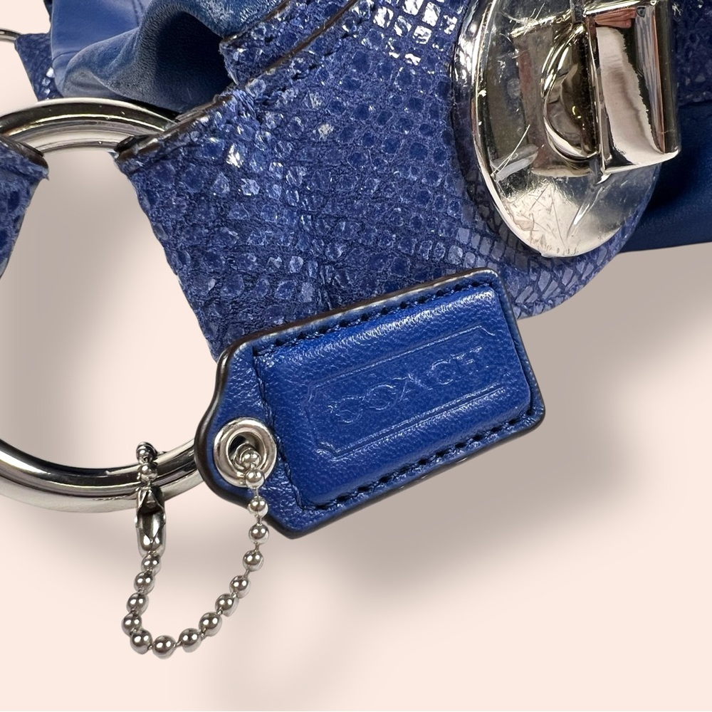 COACH Penelope Cobalt Blue Embossed Snake Hobo Bag, F16535 - Picture 11 of 14